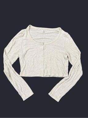 Aerie Cream Cropped Long Sleeve Loungewear Soft Cardigan Women’s Size XL